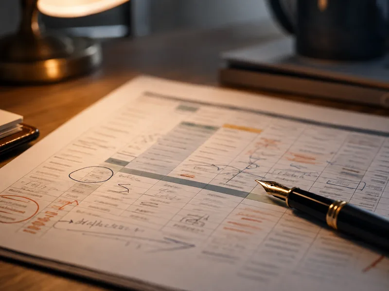 A hand-annotated printed cost estimate with a fountain pen resting on it